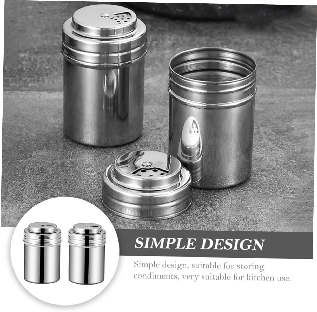 SOLUSTRE 2pcs Home Seasoning Jar Shakers Stainless Steel Pepper Bottle Kitchen Salt Shaker