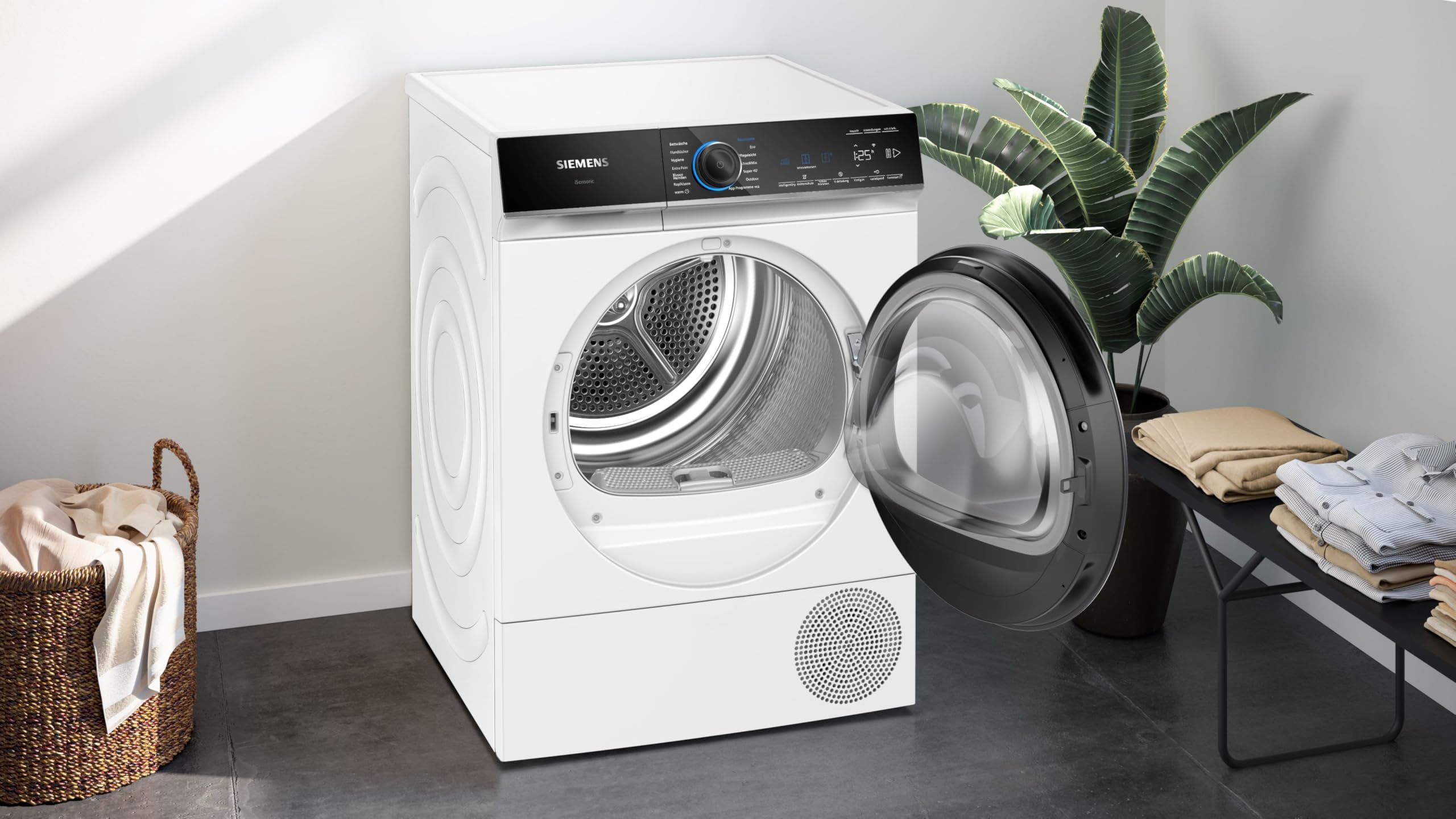 Siemens iQ700 Smarter Wärmepumpentrockner 9 kg extrem leise WQ46B2D41 | Extrem leise, varioSpeed, halbe Beladung, Knitterschutz, autoDry, Home Connect, selbstreinigender Kondensator