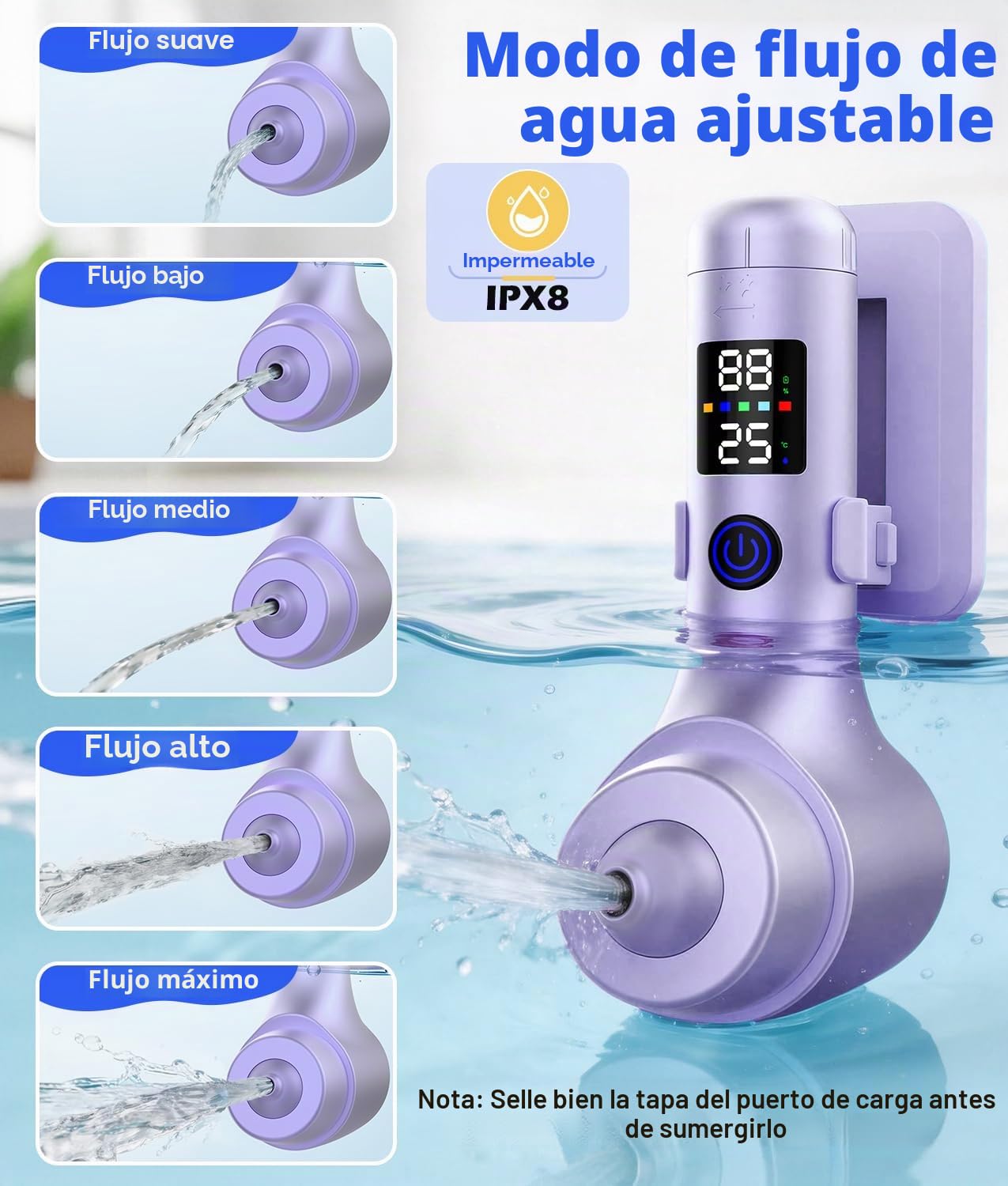 PAHTTO Spa de hidromasaje para bañera, accesorio portátil para bañera con 5 niveles de velocidad ajustables, chorros para bañera para un spa en casa y relajación (morado)