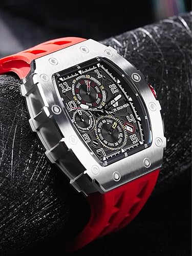 Miniatura 5 de TSAR BOMBA Relojes para hombre, reloj cuadrado de lujo para hombre, cronógrafo, 164.0 ft, resistente al agua, cristal de zafiro, movimiento de