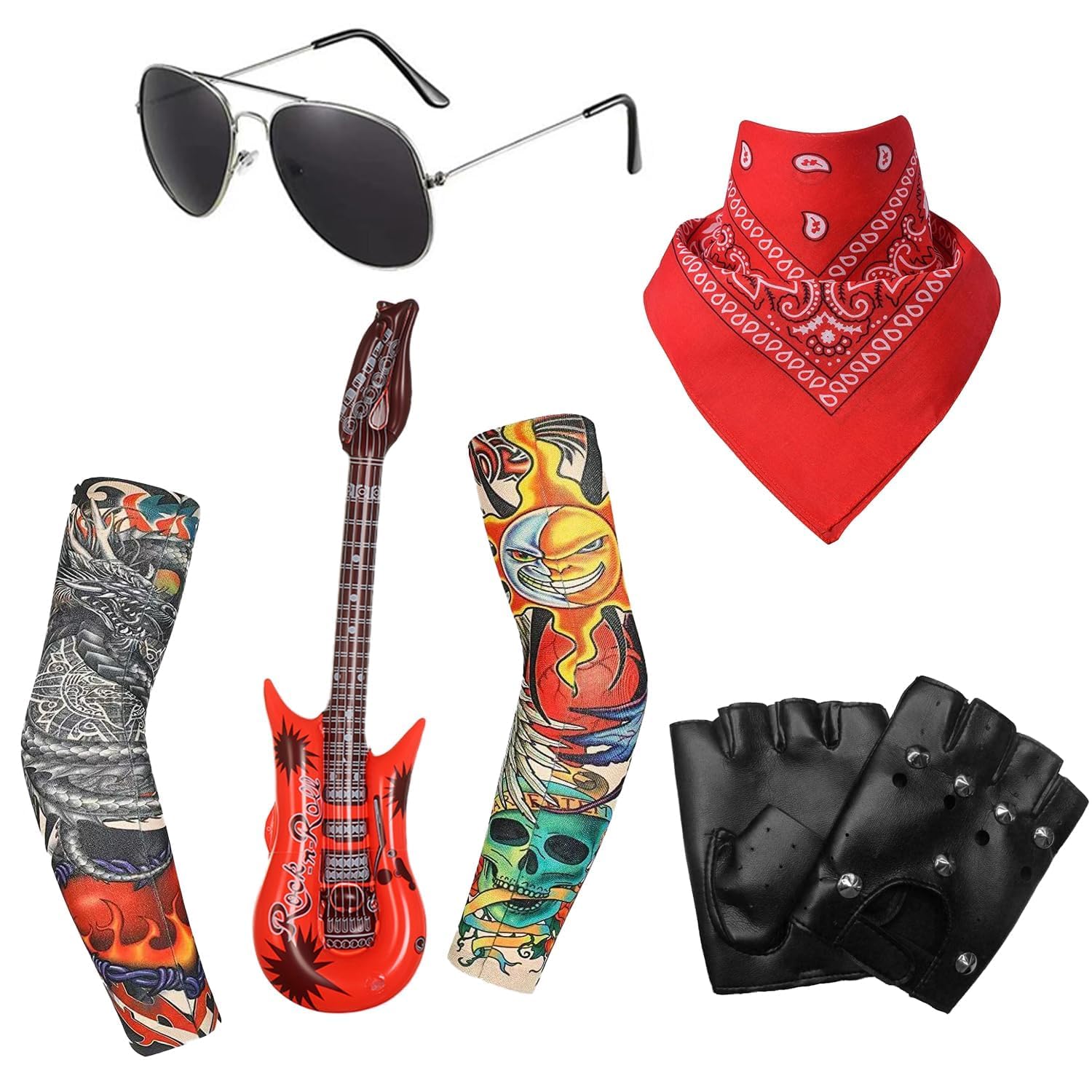 Blunesta 7-Piece Rock Star Costume Accessories Set – Heavy Metal Fancy Dress Kit for Adults – Perfect for Parties, Concerts & Cosplay