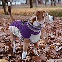 Vista 4 de Lelepet Abrigo cálido para perro, abrigo de invierno para perro, chaqueta impermeable para perros con arnés integrado reflectante para mascotas