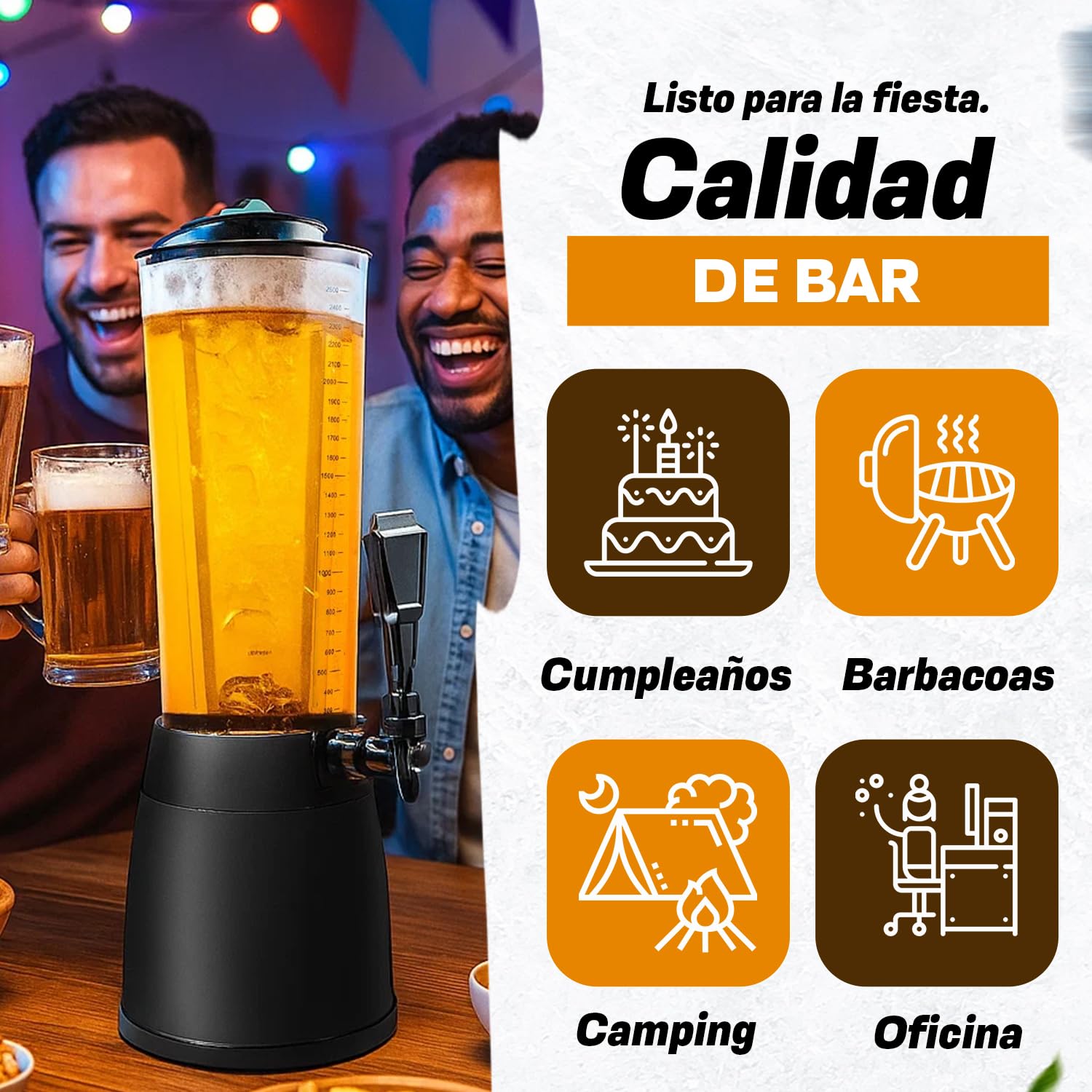 GOODS+GADGETS® Dispensador de Cerveza 4 L con Grifo y Enfriador