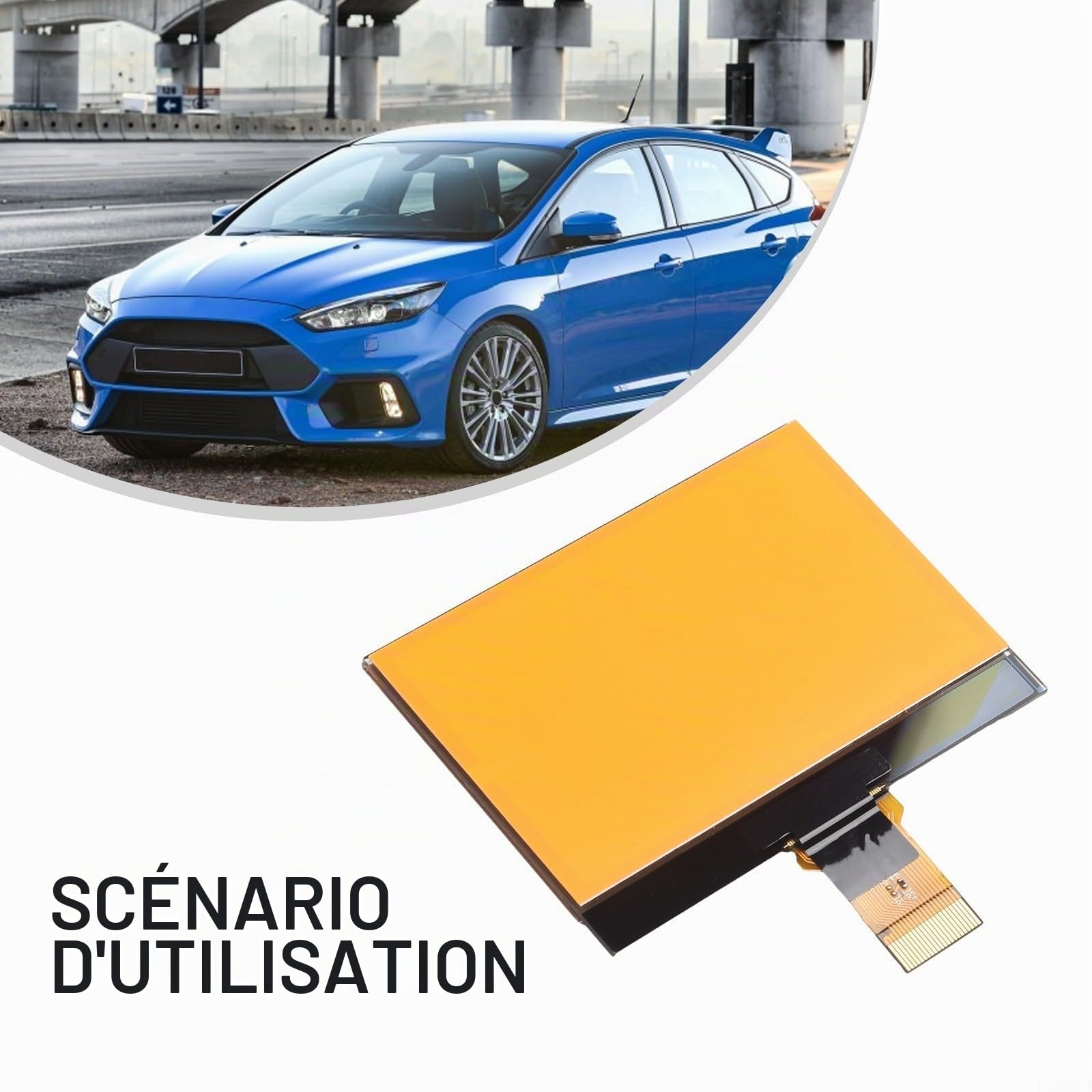 Écran LCD de tableau de bord pour Ford Focus 2008-2011 C-Max 2007-2010 Galaxy 2006-2012 Kuga 2008-2012 Noir 65 mm x 49 mm