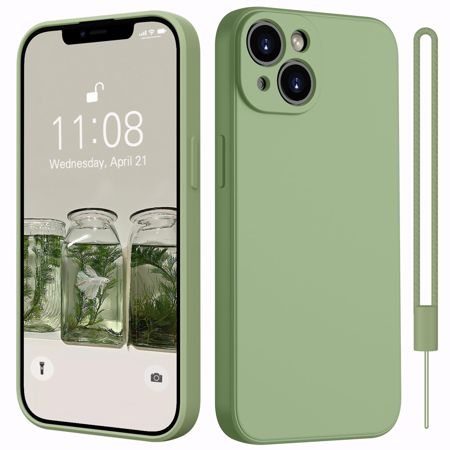 Custodia in silicone iPhone 14 Pro 6.1 pollici 2022 Protezione liquida Verde pino