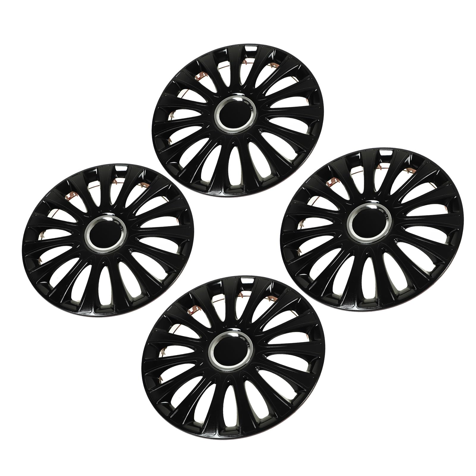 Bediffer Coprimozzo Ruota Nero Lucido da 15 Pollici, 4 Pezzi, Resistente, Design Aerodinamico, per, V40,