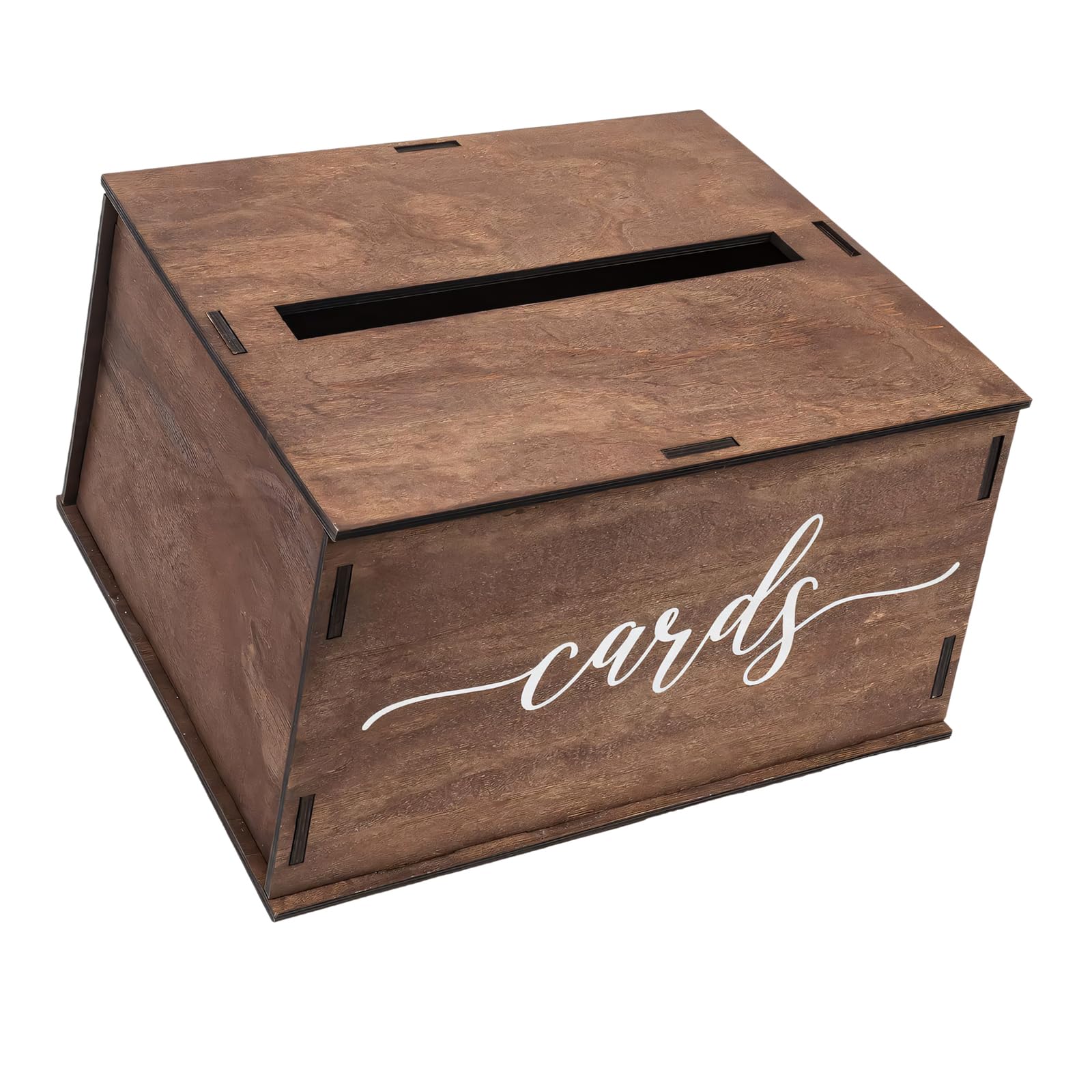 Caja de tarjetas de madera con ranura para mesa de recuerdos en bodas inolvidables