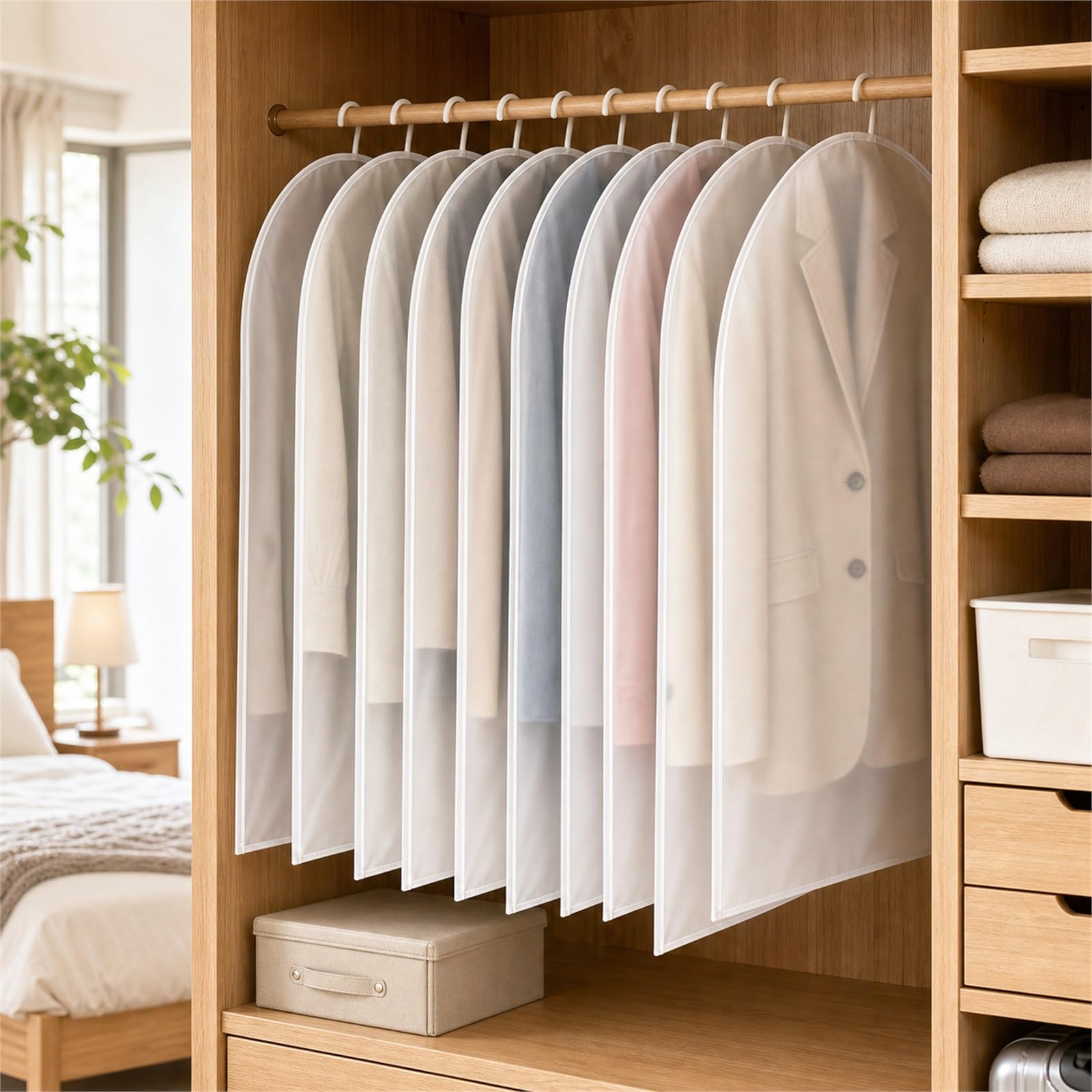 Kleiderstaubbeutel,Durchscheinende Kleiderschutzhülle,Hängende Kleider Schutzhülle,Wasserdicht,Schimmelschutz,Feuchtigkeitsbeständig,für Männer,Frauen,Mäntel,Jacken,Anzüge