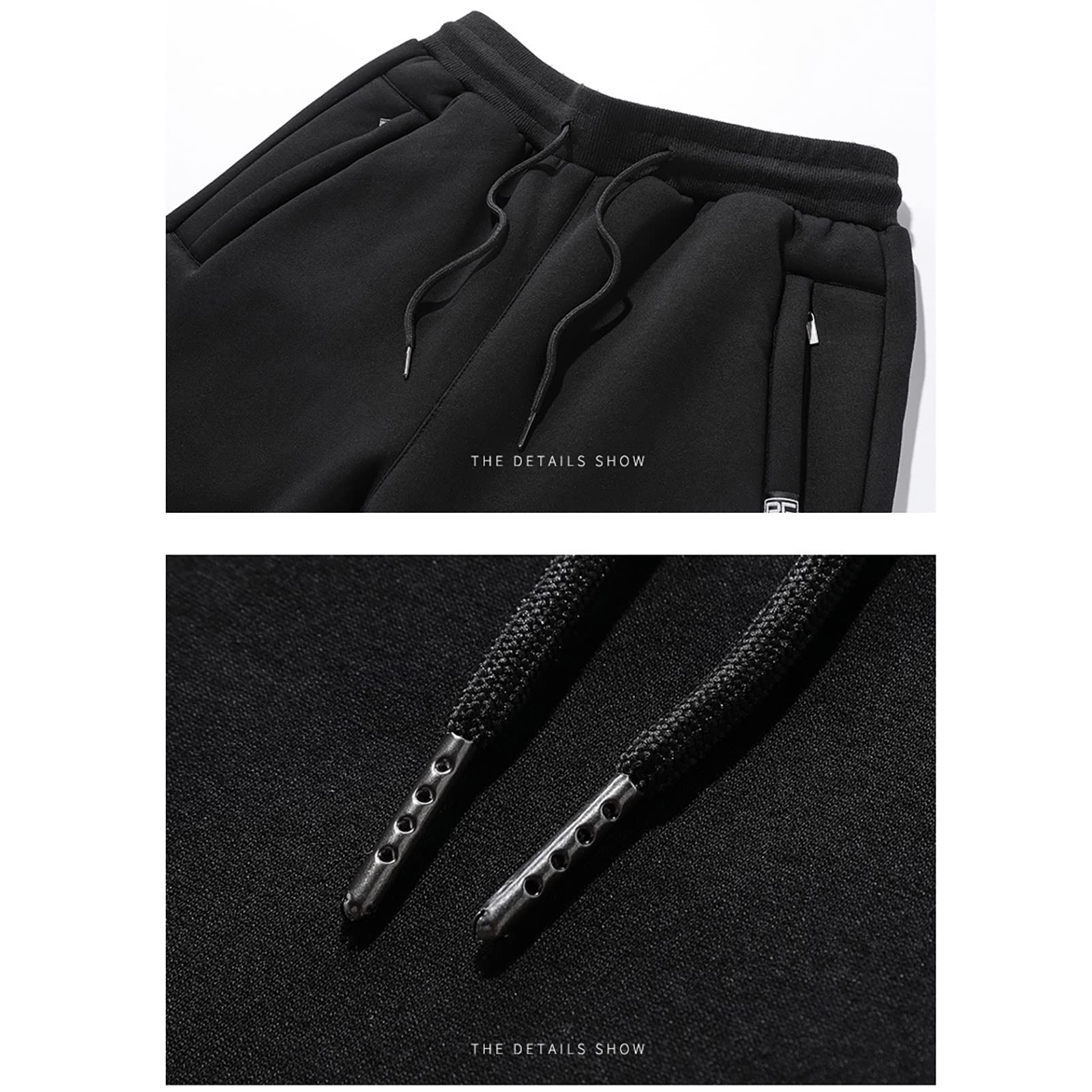 Pantalones de jogging para hombre Pantalones deportivos grises negros con forro para hombre Pantalones térmicos largos de invierno para hombre con banda elástica Pantalones de entrenamiento con puños