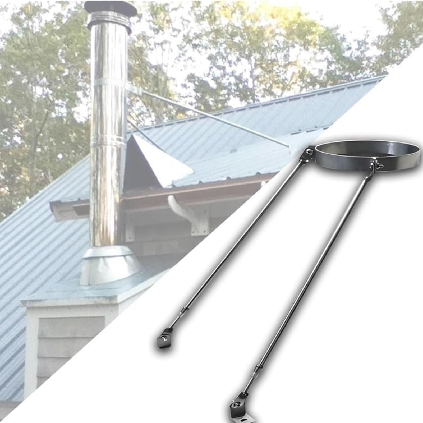 Soporte de techo ajustable para tubo de chimenea que elimina vibraciones