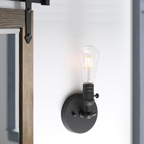 Miniatura 3 de Pathson Lámpara de pared vintage, aplique de 1 luz con diseño de moldura de candelabro, lámpara de pared industrial, tapa base de metal giratoria de