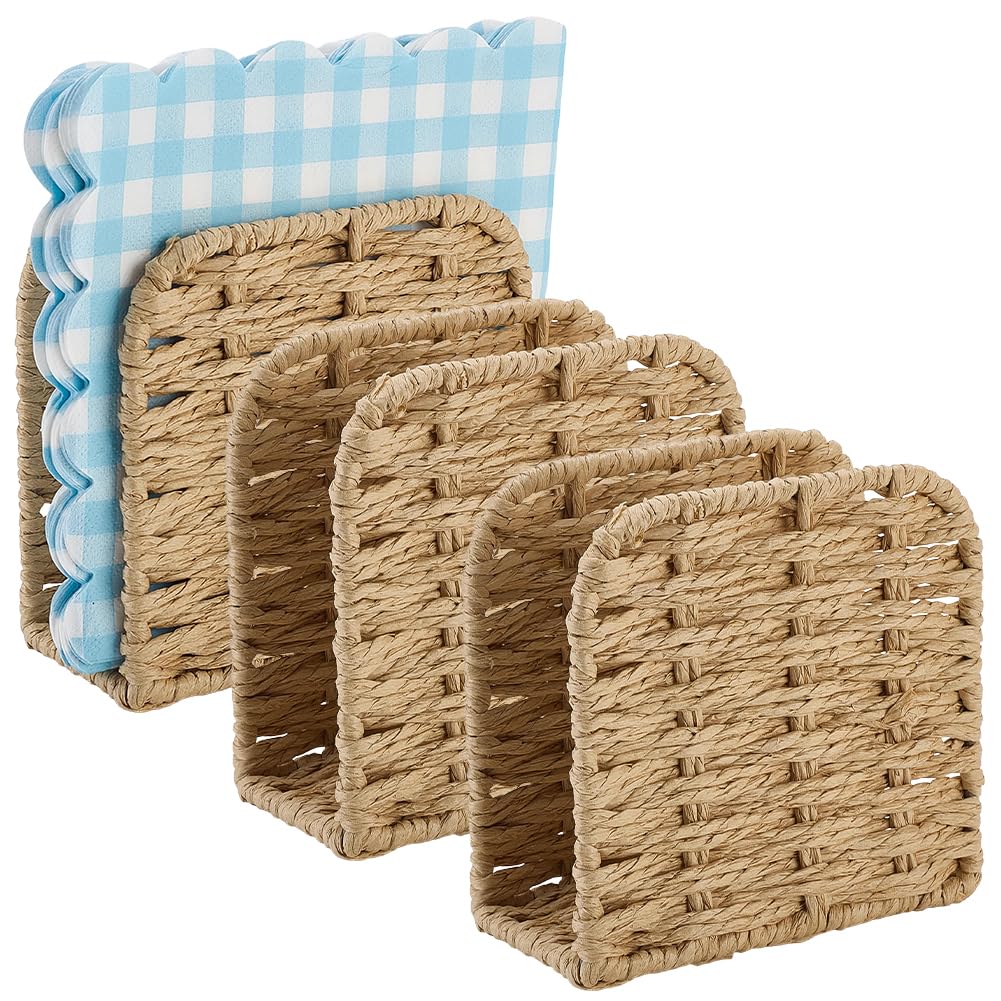 WEBEEDY 3 servilleteros verticales de mimbre tejido para mesa