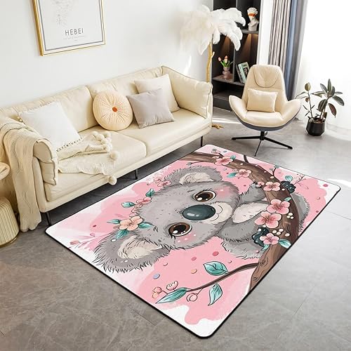 Miniatura 32 de Alfombra de área de rana de 5 x 7 pies, bonita alfombra familiar de ranas de dibujos animados para sala de estar, dormitorio, decoración temática