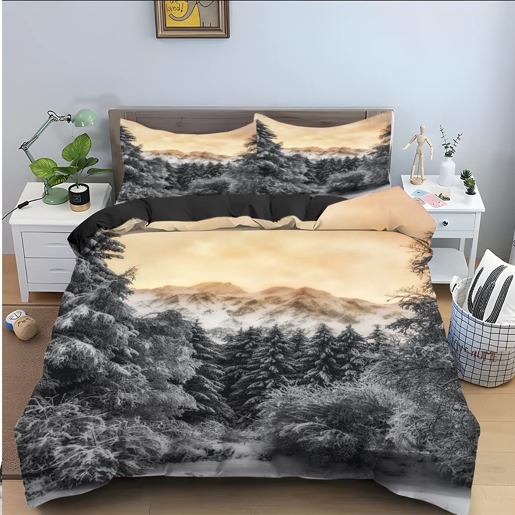 Housse de couette 240x260 parure de lit gris microfibre avec 2 taies d'oreiller 65x65