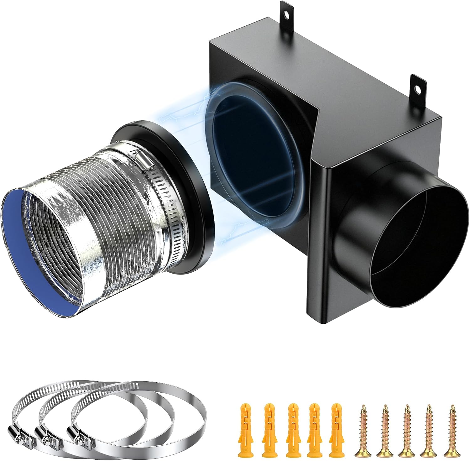 Stainless Steel Magnetic Dryer Vent Coupling, Quick Connection & Disconnection-Airtight Seal Dryer Vent Connector Kit, Strong Magnet and Self-Alignment Design for 4-Inch Dryer Vent Hose - Silver