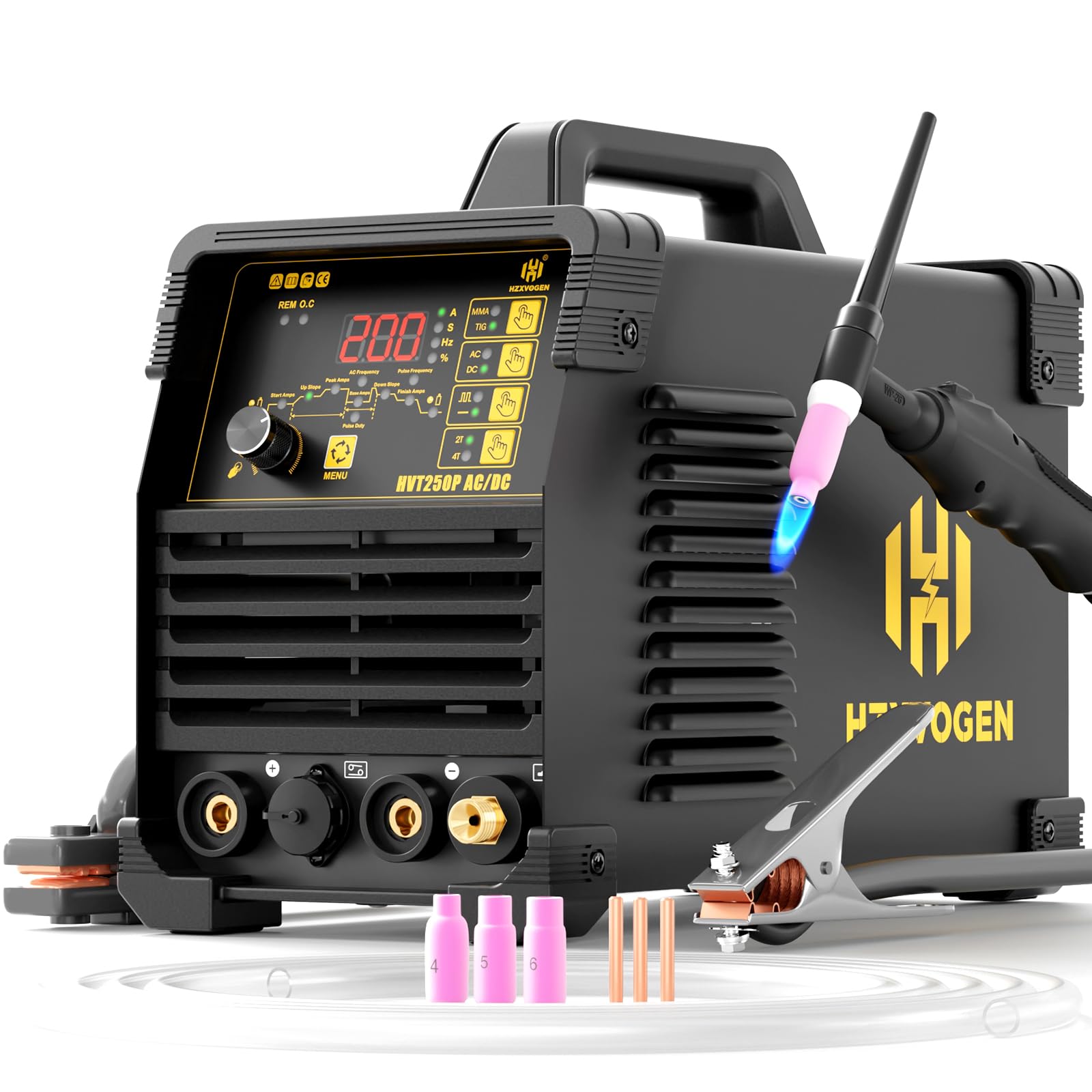 H HZXVOGEN TIG Welder AC/DC 200Amp with Pulse, 110V/220V