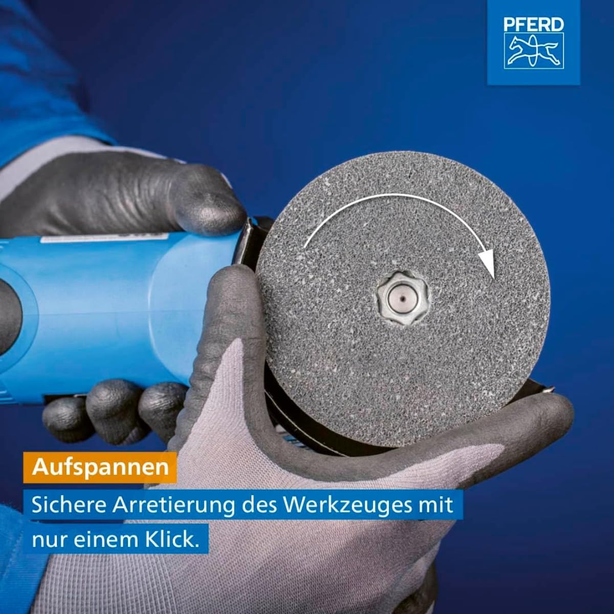 PFERD TOOLS COMBICLICK-Set, 19-teilig, Fiberschleifer, Filz- und Vlieswerkzeuge, Außen-ø 125 mm, Gewinde M14, inkl. Stützteller, 49350072 – für die Oberflächenbearbeitung von grob bis spiegelpoliert