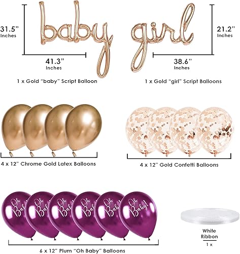 Miniatura 2 de Kit de decoración de globos para baby shower, globos de baby shower fáciles de montar, kit de fiesta de globos de baby shower dorado ciruela y