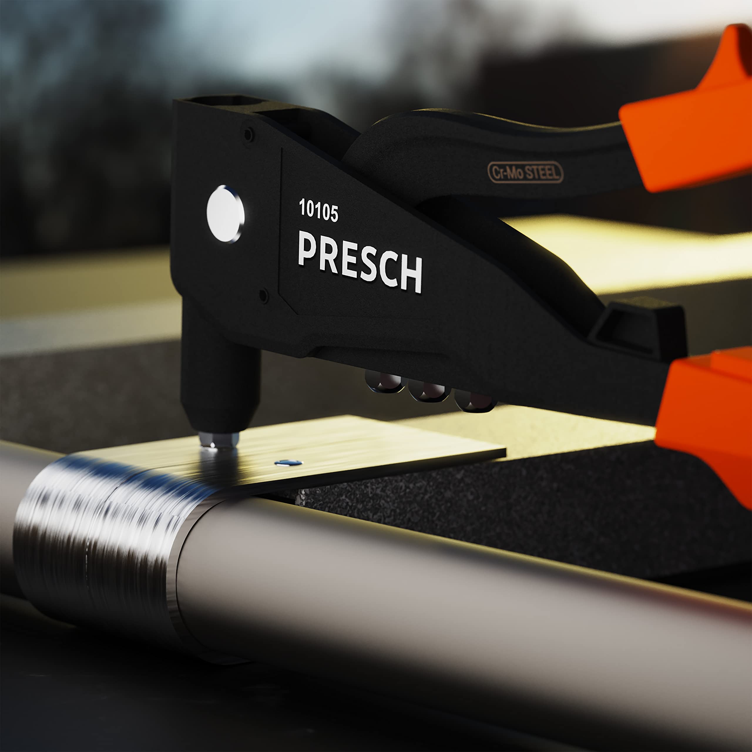 Presch Rivettatrice Manuale per rivetti ciechi, calibro incl. - Pistola rivettatrice robusta - Acciaio inossidabile Ø 2,4, 3,2, 4,0mm e acciaio-alluminio fino a 4,8mm