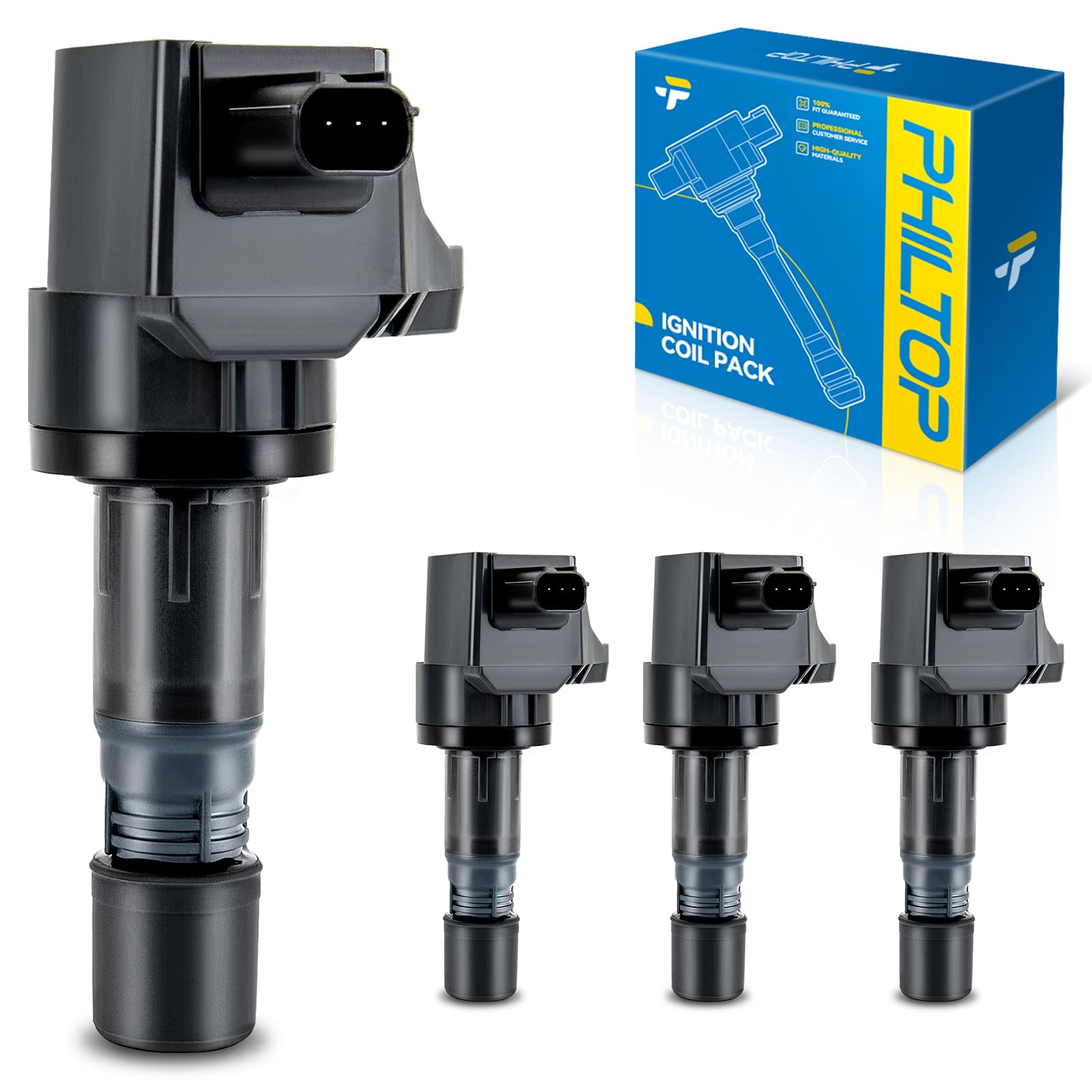 PHILTOP UF672 Ignition Coil Pack Fit for 2012-2015 Honda Civic 1.8L, HR-V | 2013-2015 Acura ILX 2.0L