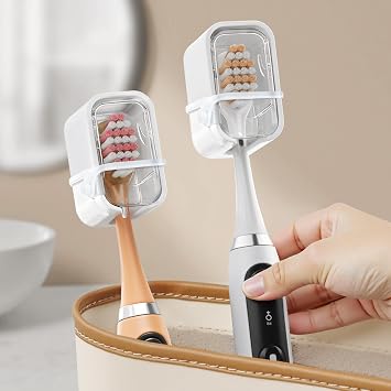 Toothbrush Cover Travel 2PCS, Stay Closed with Band Electric Toothbrush Covers Caps, Toothbrush Head Cover for Travel, Camping, Bathroom, Business, Clear