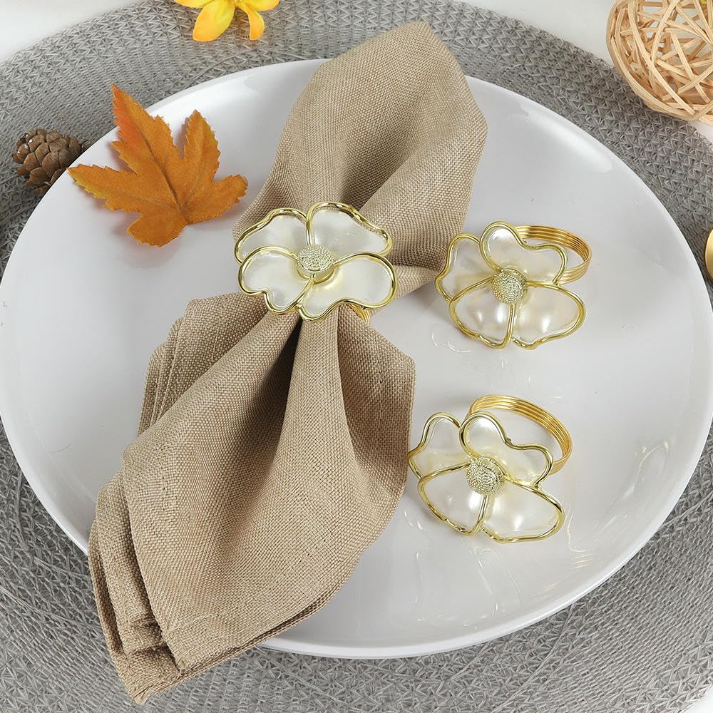 Réutilisable Lot de 100 Ronds De Serviette Floraux Personnalisés Blancs Parfaits pour Les Hôtels Mariages Festivals Fêtes Et Célébrations