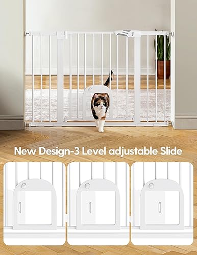 Miniatura 81 de Babelio Puerta para bebé con puerta ajustable para gatos, cierre automático de 29-43 pulgadas, puerta duradera para mascotas para escaleras, puertas