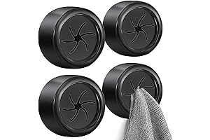 4-Pack Black Spiral Towel Wall Hook for Kitchen, Bathroom, Home, Wall, Cabinet, Garage without Screws