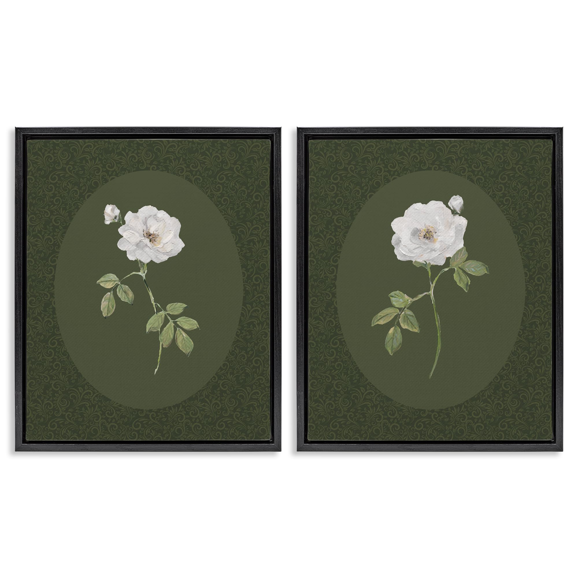 Stupell Industries Emerald Botanical Rose Studies 'Ornate Rose Studies Over Emerald'| 2Pc Floating Frame Art Set 2