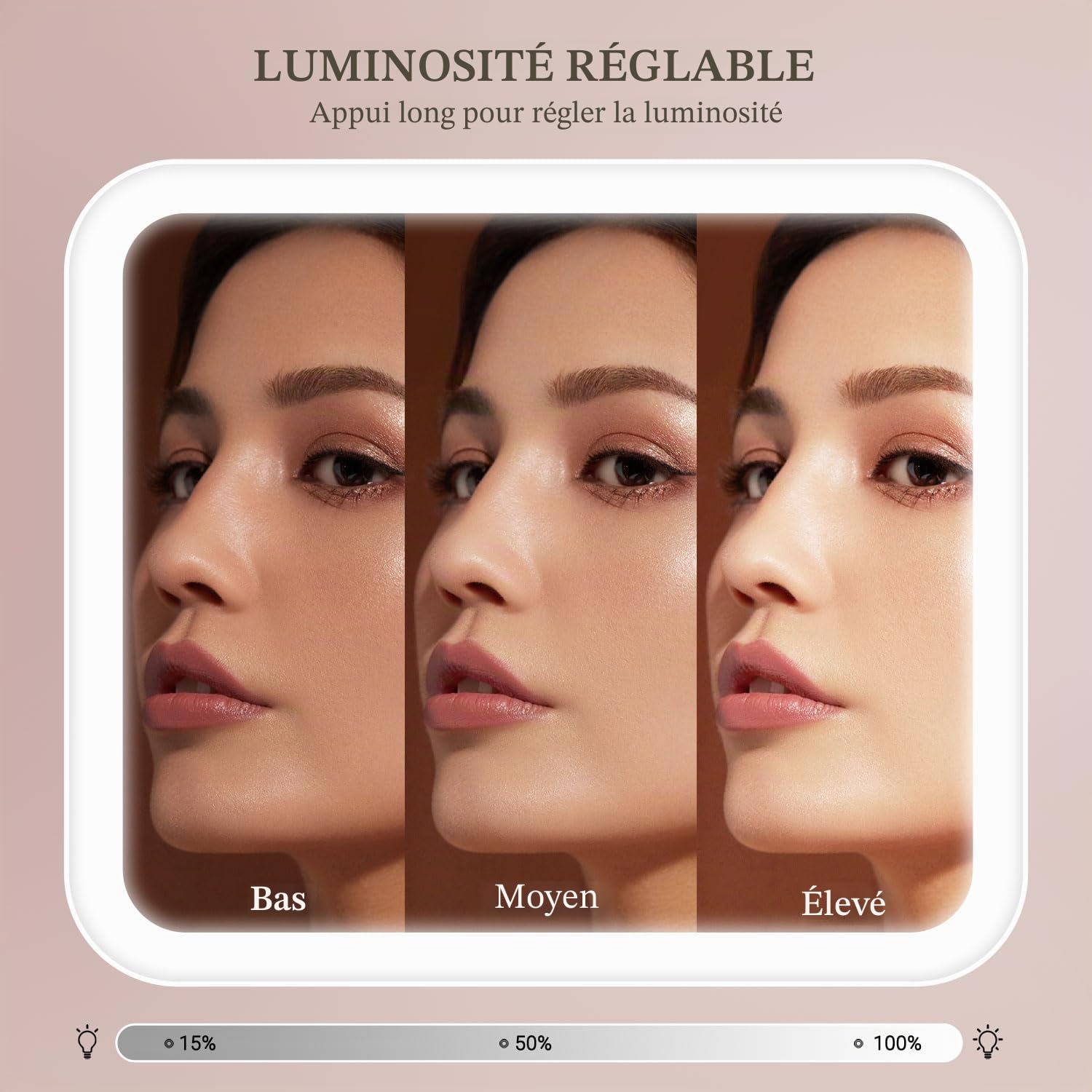 Behaesty Trousse de Maquillage de Voyage avec Miroir éclairé à Del, Trousse de Maquillage avec 3 réglages de Couleur, étui de Maquillage avec séparateurs réglables pour pinceaux de Maquillage pour