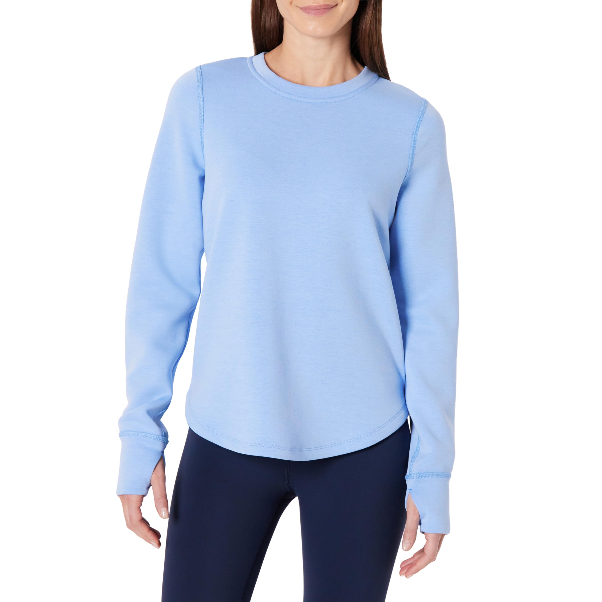 Amazon Essentials Women's Active Sweat Relaxed-Fit Long-Sleeve Crewneck Sweatshirt, Cornflower Blue, Small