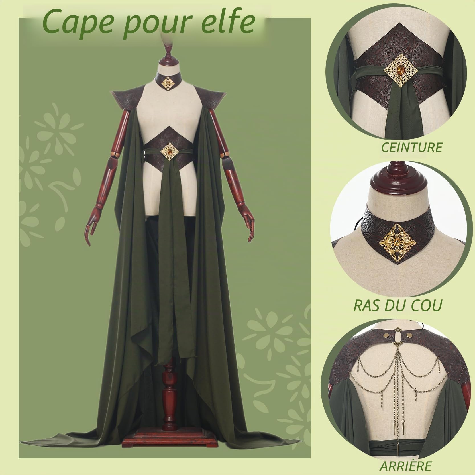 Cape pour femme pour elfe, cape médiévale pleine longueur, cape de fée à épaules dénudées, capelet, costume de costumade