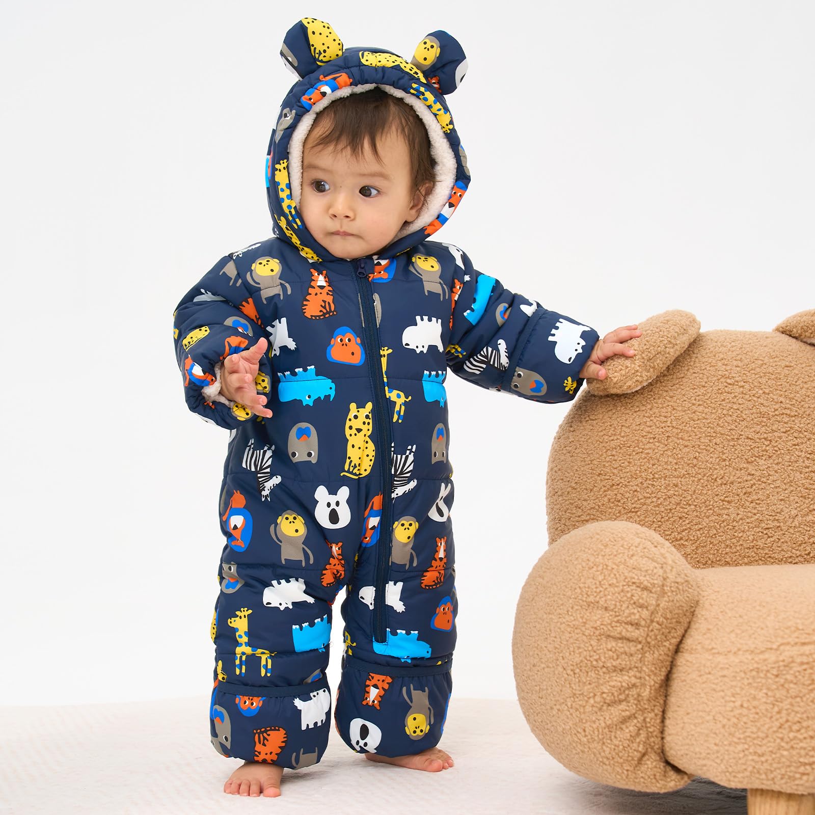 WYTbaby Tuta da neve per bambini, calda, invernale, con cappuccio, spessa, per ragazzi e ragazze, 3-24 mesi