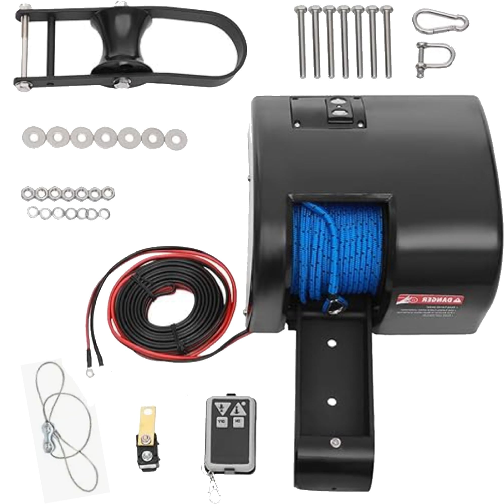 Verricello elettrico per ancora 12V 35LBS, con telecomando & cavo 30m | Verricello for ancora marino for acqua salata, verricello for ancora for barche con telecomando