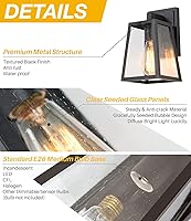 Vista 4 de LALUZ Iluminación de porche al aire libre - Lámpara de pared exterior antioxidante con vidrio sembrado, lámpara de pared exterior resistente a