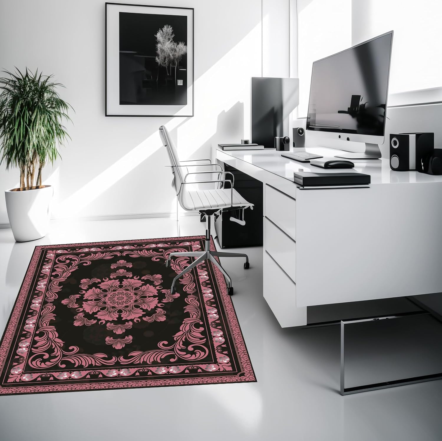 Office Chair Mat Chair Mat for Hardwood Floor Desk Floor Mat for Office Chair Computer Chair Mat, Computer Gaming Chair Mat (Pink, 48“x60”)