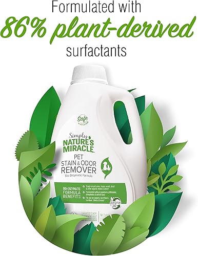 Miniatura 4 de Nature's Miracle Simply Pet - Removedor de manchas y olores, 128 onzas, fabricado con 86% de tensioactivos derivados de plantas, multicolor, 128.00