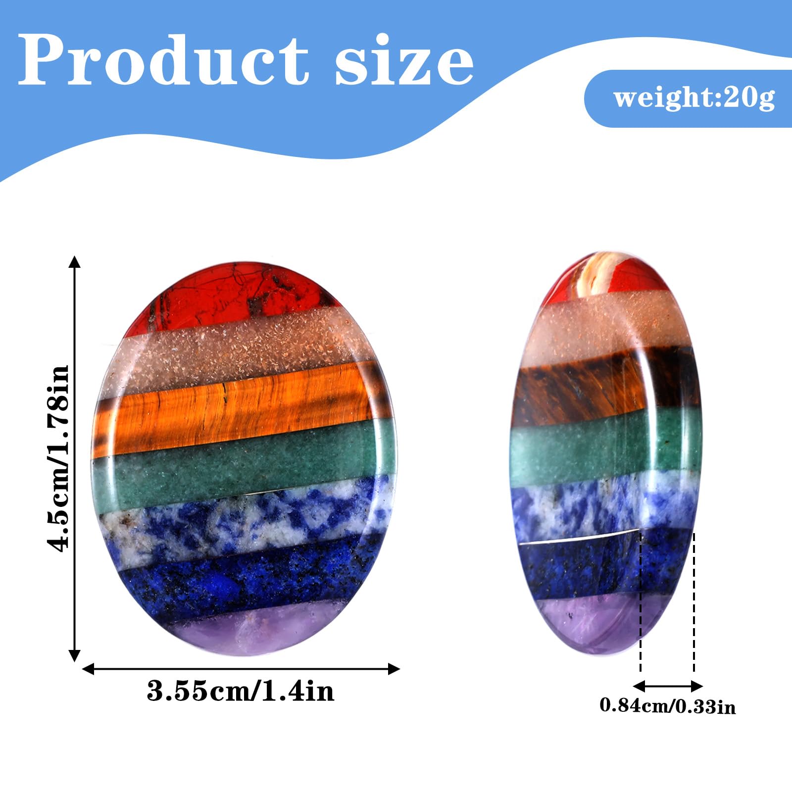Sibba Chakra Kristalle Daumen Kristall Palm Pocket Handschmeichler Stein Chakra Massagestein Steine Oval Edelsteine Glückssteine Kristalle Edelsteine Glücksbringer Sorgensteine für Meditation Geschenk