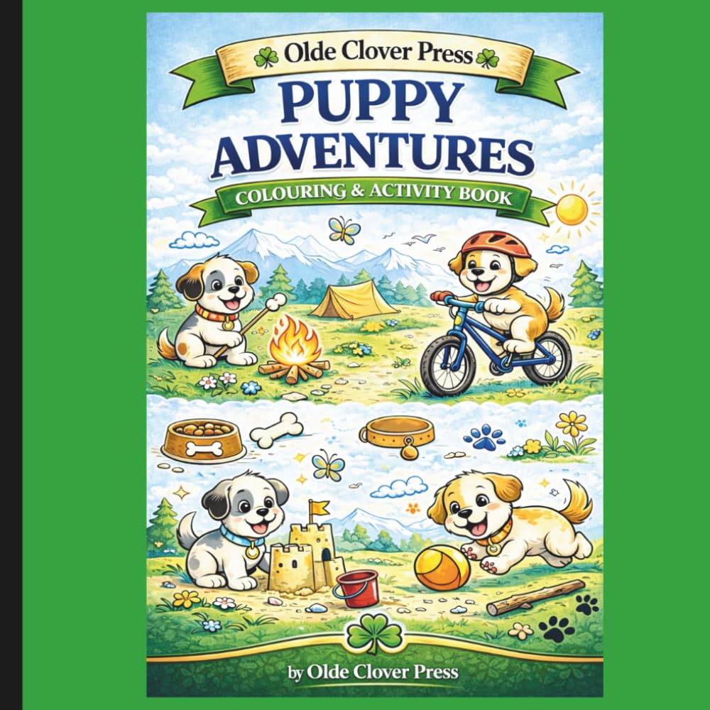 Puppy Adventures Colouring and Activity Book: Colouring pages, Maze, Spot the Difference, Word Search & More