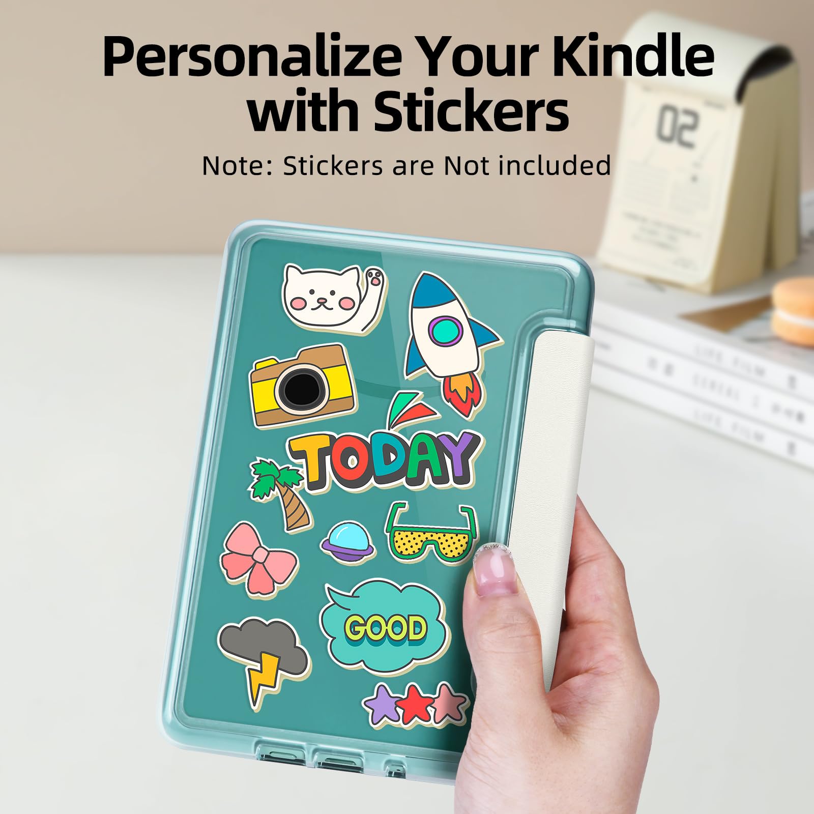 Custodia per Kindle Paperwhite 12a generazione 2024 da 7" e Kindle Colorsoft Signature Edition, cover in pelle PU leggera e retro rigido trasparente con cinturino da polso, accensione e