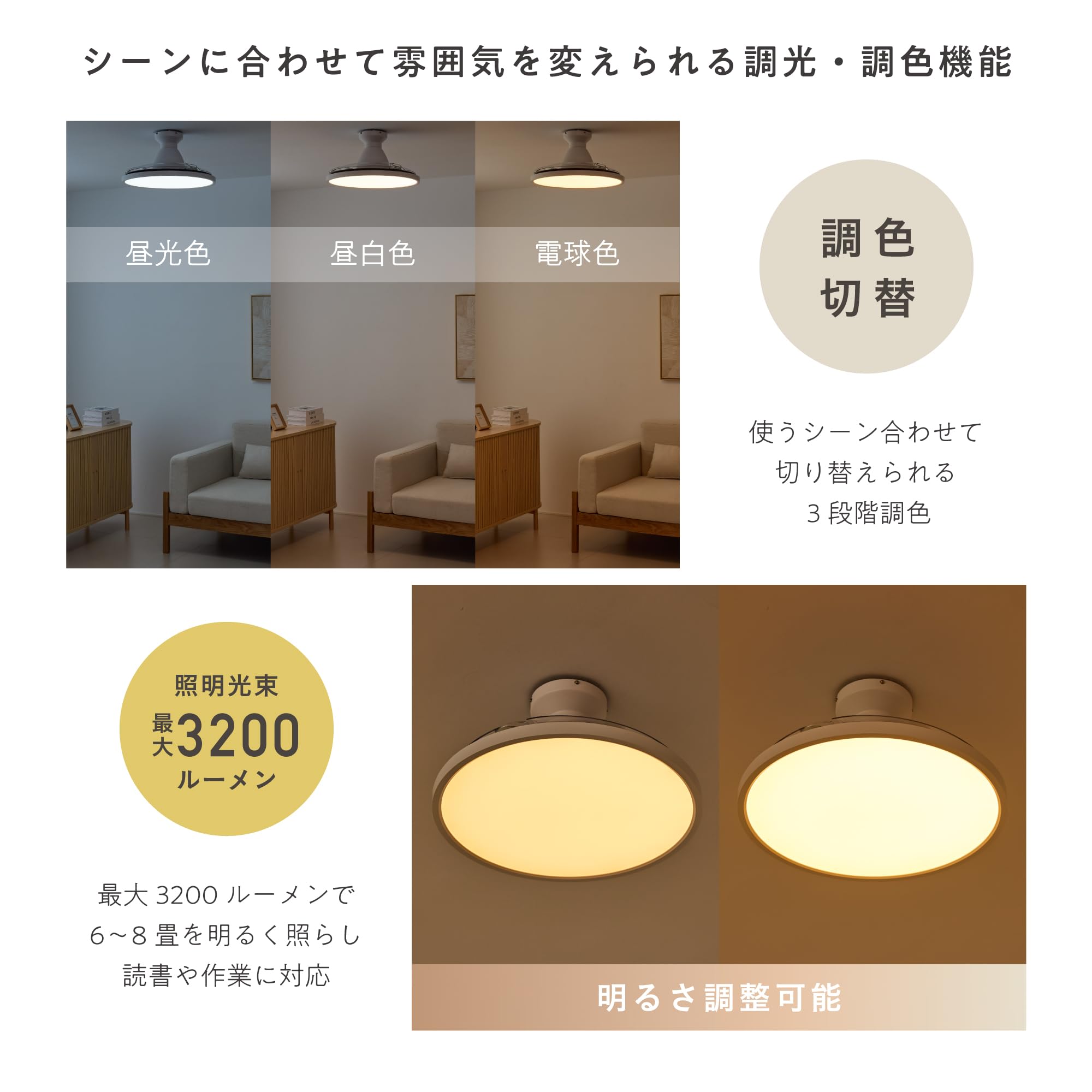 Amazon.co.jp : VENTOTA シーリングファンライト シーリングファン 3枚