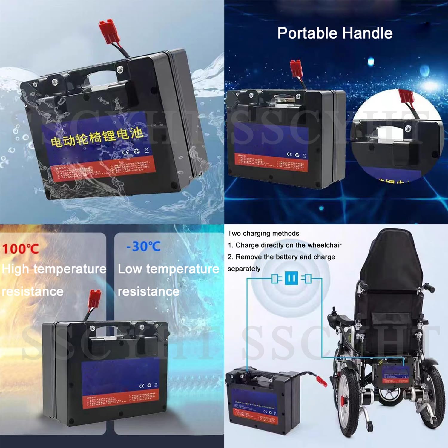 Batería Iones Litio 24V 10Ah 12Ah 15Ah 20Ah batería Litio 24V 25Ah 30Ah 35Ah 40Ah batería Plomo-ácido reemplazable para sillas de Ruedas eléctricas con Cargador