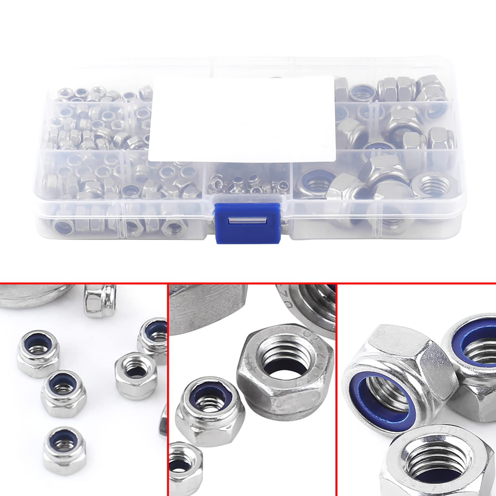 Set Dadi Autobloccanti Esagonali In Rame E Ottone - M4 M5 M6 M8 M10 M12, Con Inserti In Nylon (10 Pezzi M4)