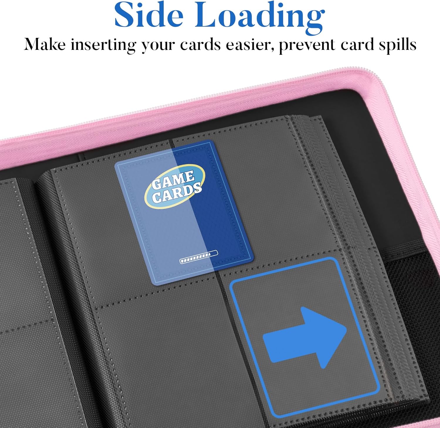 Fabmaker Premium 4 Pocket Zip Card Binder, Trading Card Binder for 320 Cards, Portable PU Card Collection Binder, Collector Card Album Folder for Game & Sports Cards (Pink)