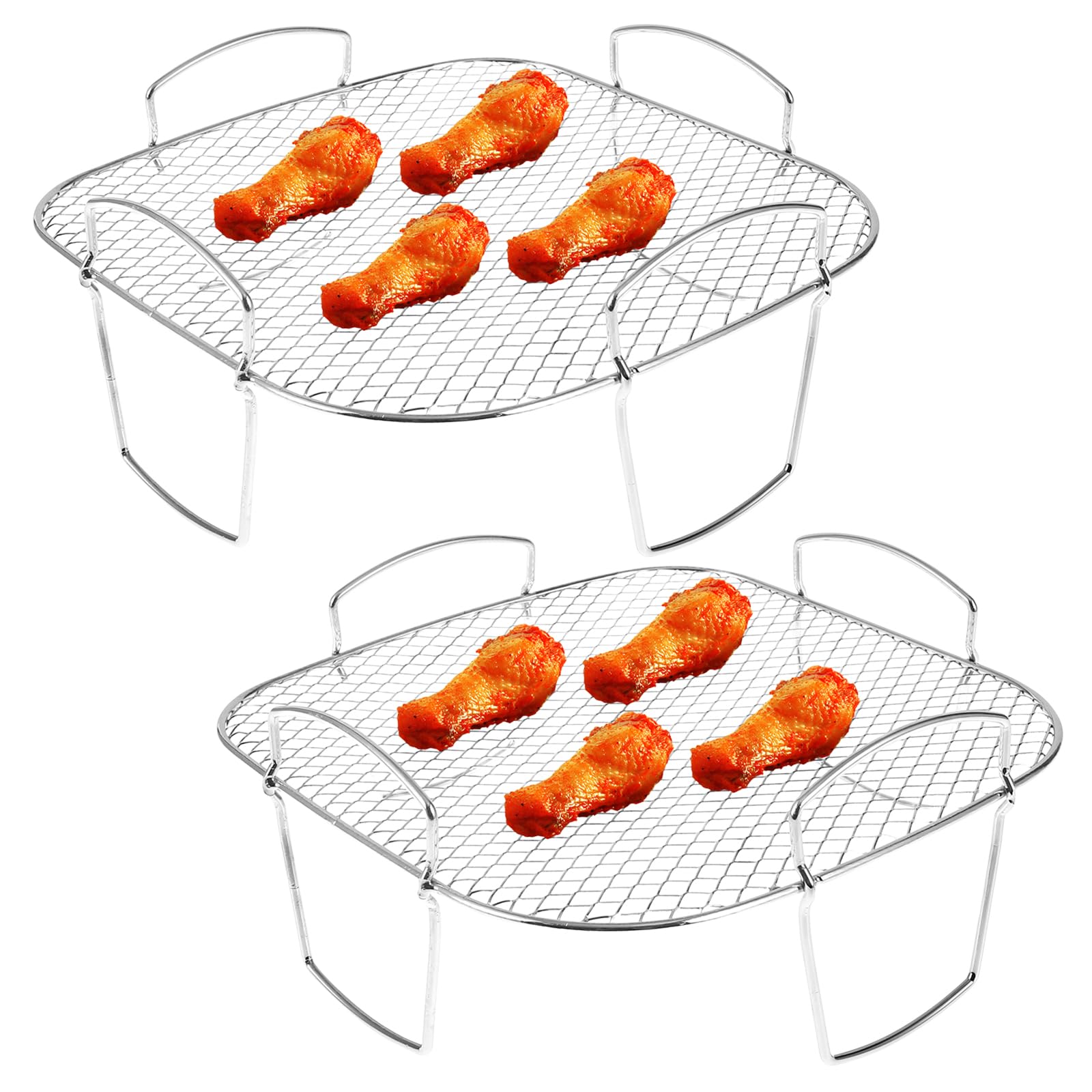 JETHMA Air Fryer Rack for Ninja Dual Zone AF300UK AF400UK, Reversible 304 Stainless Steel Roasting Stand, Anti-Scratch Grilling & Dehydrator Accessories for Tower/Salter Double Drawer Airfryers