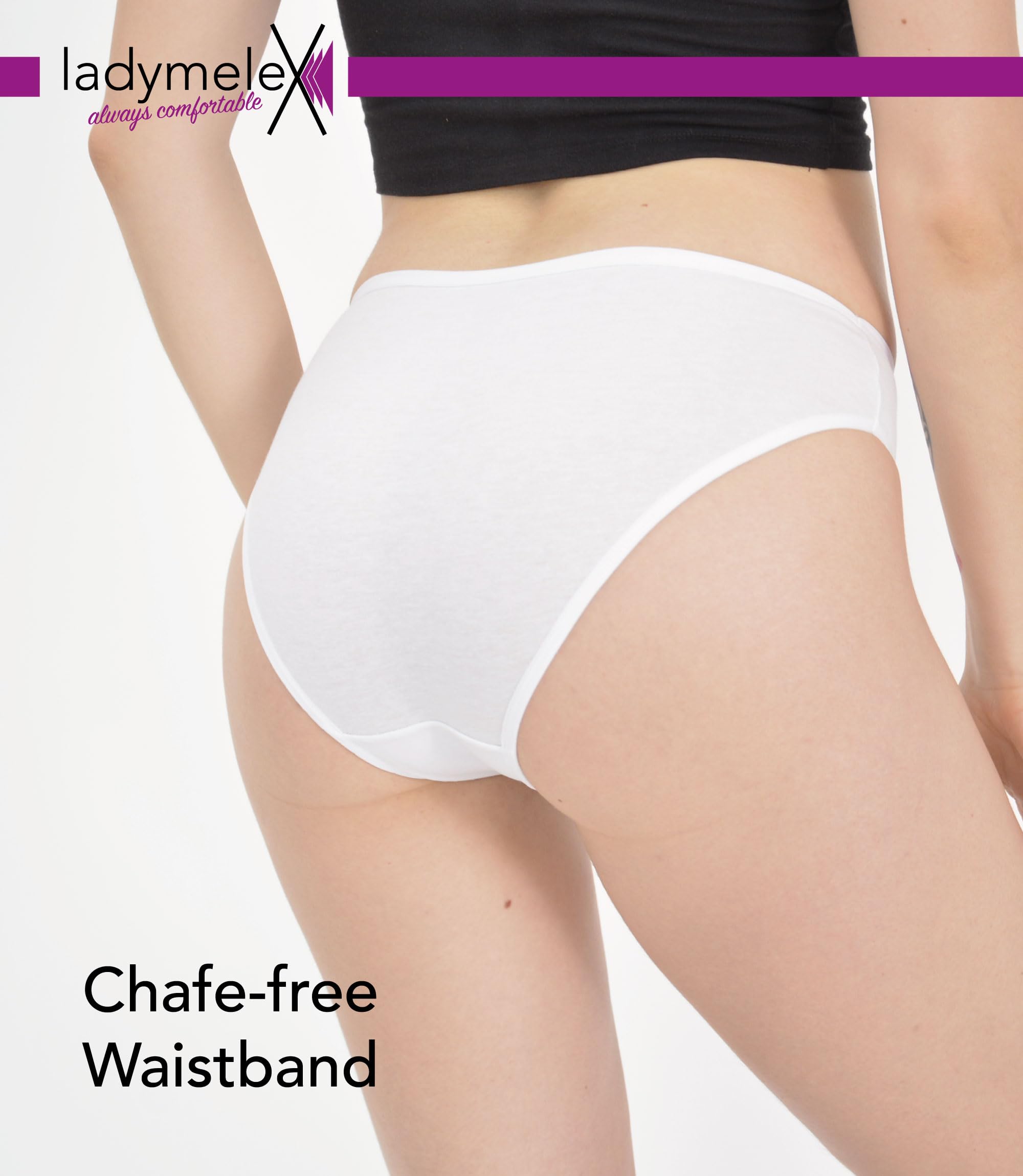 LadyMelex - Slip da Donna Oversize (3XL-4XL-5XL-6XL), Biancheria Intima in Cotone, Mutandine da Donna a Vita Media, Taglie Forti, Confezione da 5