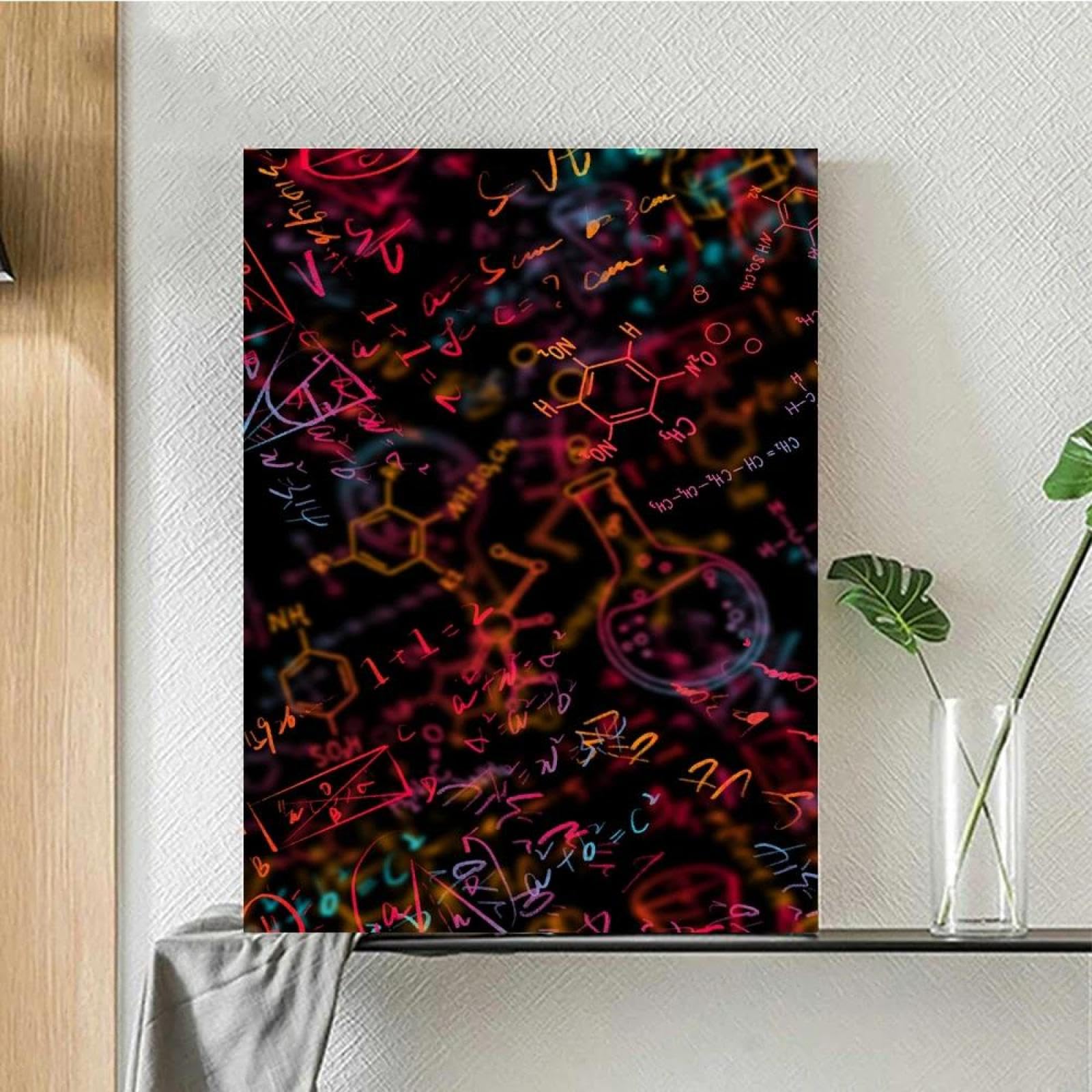 Baibexing Mathematics Art Printing Education Chemistry Formula Poster Geometry Infinite Calculus Mathematics Wall Art Canvas Painting Classroom Decor 60X90Cm Unframed