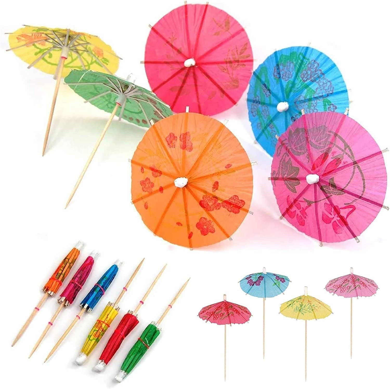 50PCS Cocktail Umbrellas for Drinks Colourful Paper Drinks Umbrellas