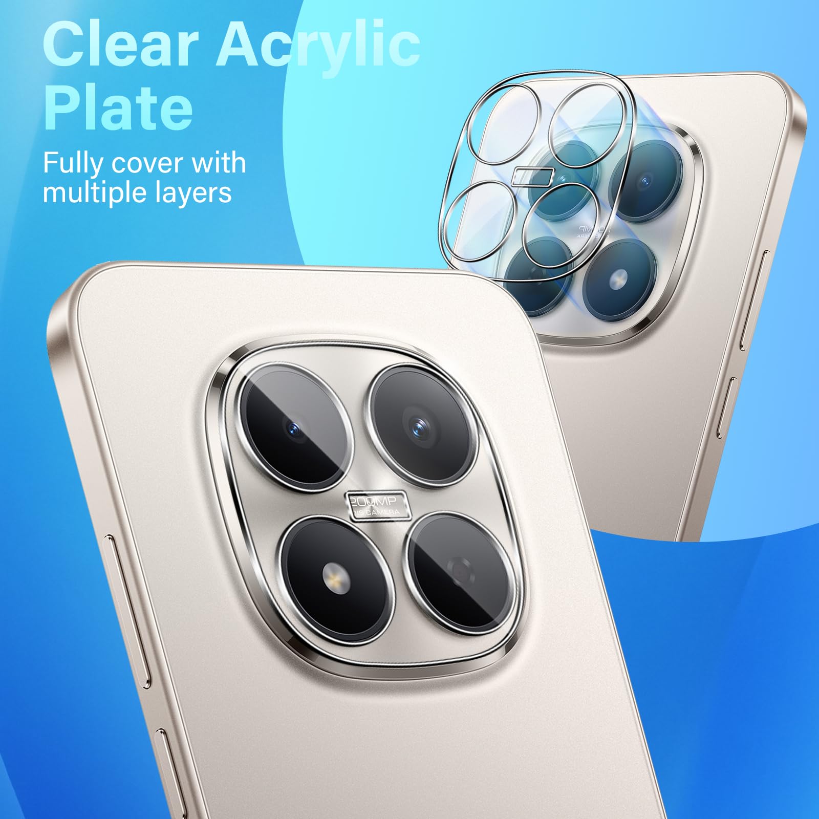 Ochrona aparatu do Xiaomi Redmi Note 15 Pro 5G / Pro Plus 5G do szkła pancernego, 2 sztuki, przezroczysta soczewka HD, twardość 9H, pełne pokrycie aparatu