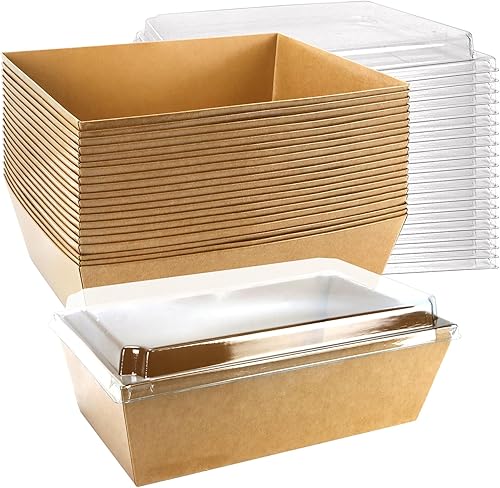 Paquete de 20 cajas de embutidos de papel marrón de 8 x 6 pulgadas con tapas, recipientes desechables para alimentos para llevar, cajas de panadería